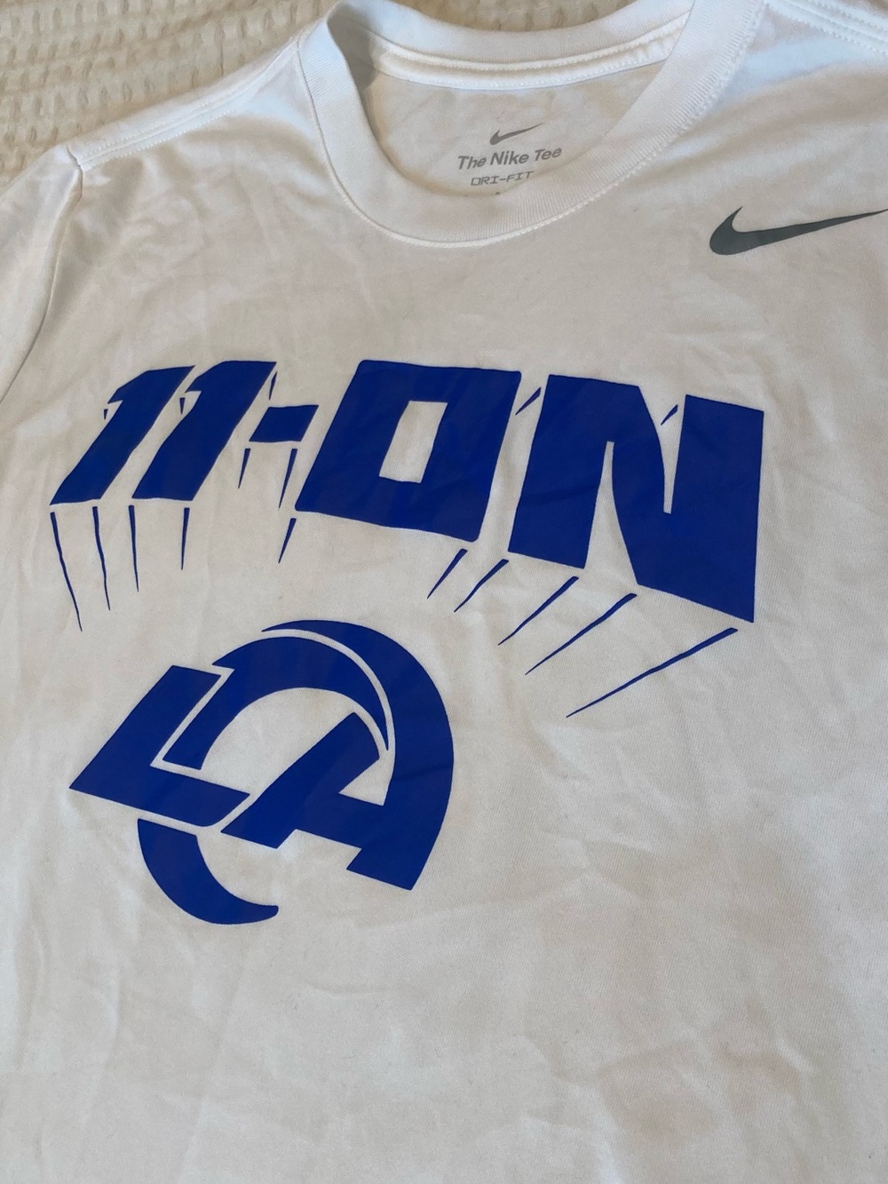 Nike Dri-FIT LA Rams NFL Tee White S Athletic Breathable Graphic Tee